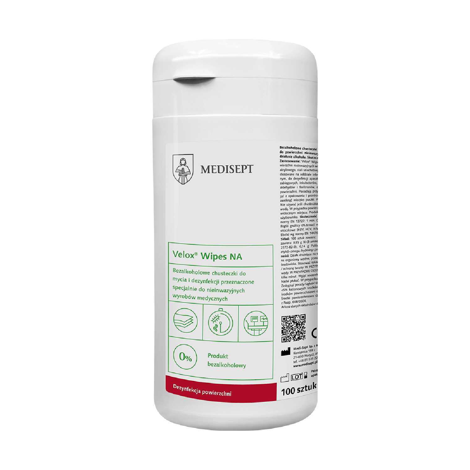 Chusteczki do dezynfekcji powierzchni Velox Wipes NA