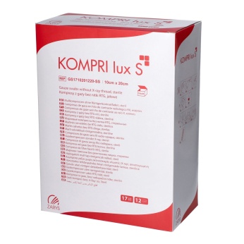 Kompresy gazowe 10cm x 20cm KOMPRI lux S jałowe 17 nitkowe 12 warstwowe